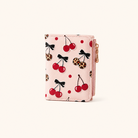 Portefeuilles et porte-cartes carrés pour femmes, style décontracté, imprimés : nœud papillon, léopard, pois, cerise, PU.