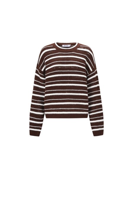 Pulls Tricotés Fibre de Polyester Femmes Casual Rayures 2