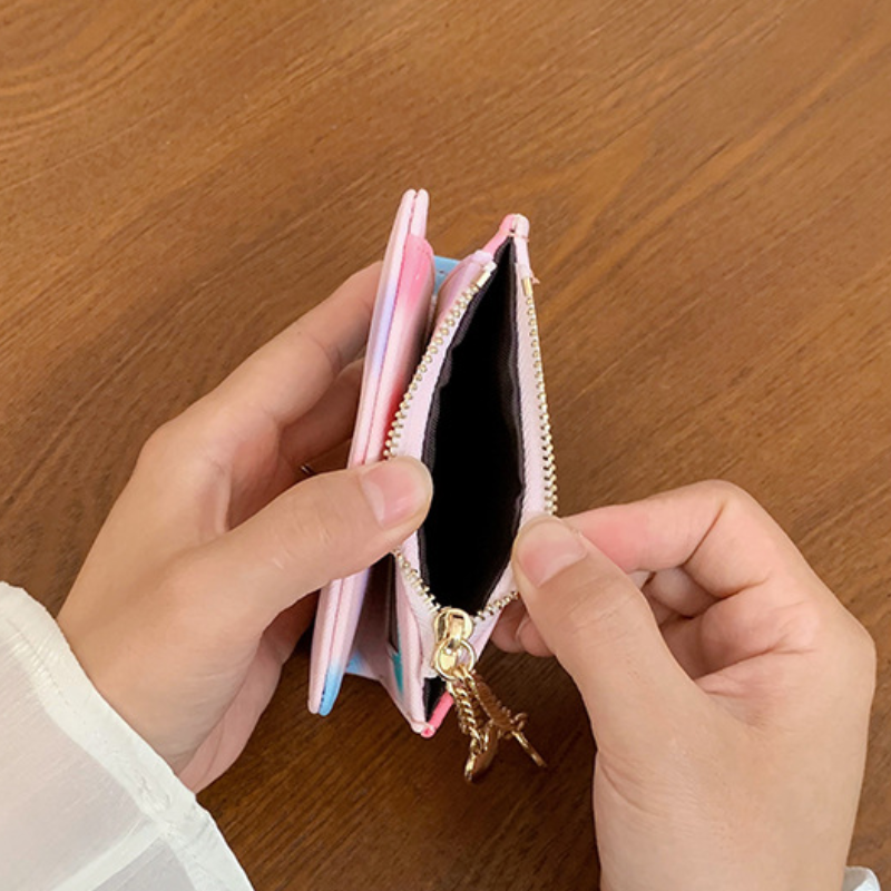 Portefeuilles Et Porte-Cartes Carrés Pour Femmes, Style Décontracté, Avec Quincaillerie En Métal, Imprimé Cœurs Et Pois, Couleurs Assorties, En Pu De Qualité Supérieure Image5