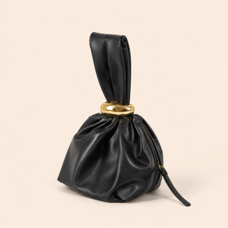 Sacs à main seau pour femmes, style parisien chic, en PU de qualité supérieure, couleur unie, avec détails métalliques et fermeture torsadée. 2