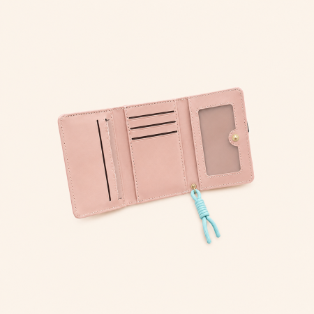 Portefeuilles et porte-cartes carrés pour femmes, style patchwork décontracté, lettres et cœurs, couleurs assorties, en PU de qualité supérieure 2