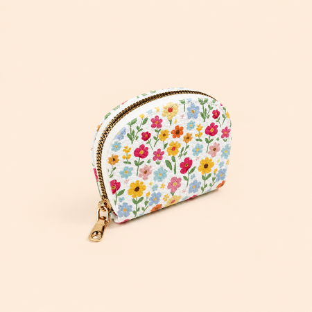 Portefeuilles et porte-cartes ronds pour femmes, style décontracté, imprimé floral rose, qualité supérieure, en PU. 2