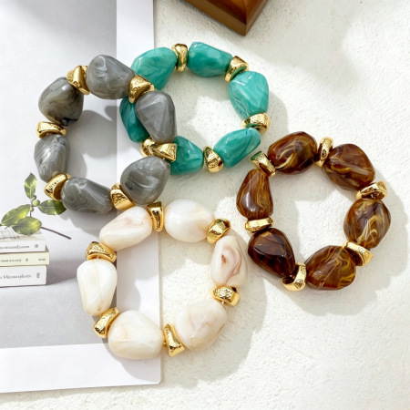 Bracelets rétro en perles acryliques pour femmes 2