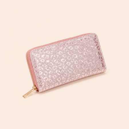 Portefeuilles et porte-cartes carrés pour femmes, style décontracté, imprimé léopard à sequins, dégradé de couleurs, en PVC.