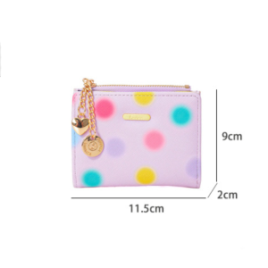 Portefeuilles Et Porte-Cartes Carrés Pour Femmes, Style Décontracté, Avec Quincaillerie En Métal, Imprimé Cœurs Et Pois, Couleurs Assorties, En Pu De Qualité Supérieure h5 Image6