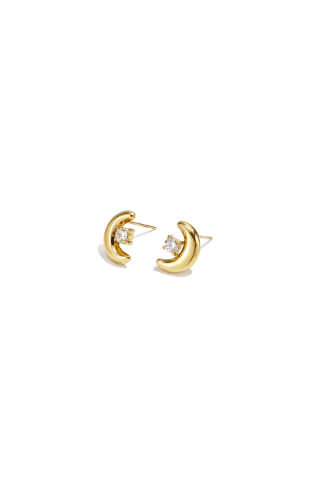 Boucles d'oreilles puces en acier inoxydable Moon Simple Daily Simple Series Bijoux pour femmes
