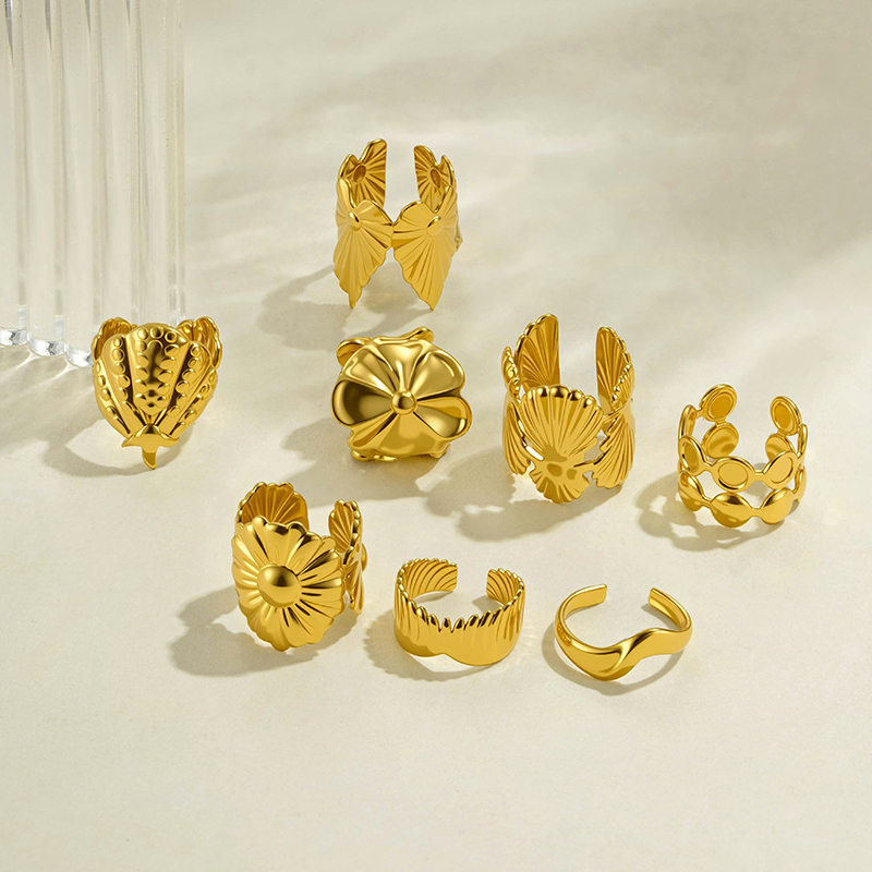 Boucles D'Oreilles Manchette Pour Femmes, En Acier Inoxydable, Couleur Or, Motif Coquillage Et Cœur, Collection Simple Series Image3