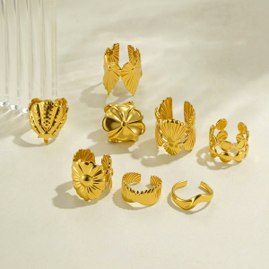 Boucles D'Oreilles Manchette Pour Femmes, En Acier Inoxydable, Couleur Or, Motif Coquillage Et Cœur, Collection Simple Series h5 Image3