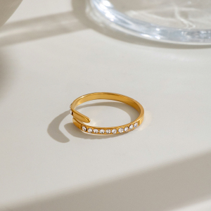 Bagues Minimalistes Pour Femmes En Acier Inoxydable Étanche Avec Strass h5 Image5