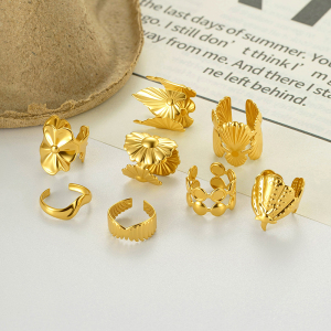 Boucles D'Oreilles Manchette Pour Femmes, En Acier Inoxydable, Couleur Or, Motif Coquillage Et Cœur, Collection Simple Series h5 Image5