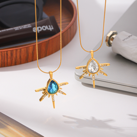 Colliers pendentifs pour femmes en acier inoxydable, couleur or, zircon, forme irrégulière, collection Simple Series Daily 2