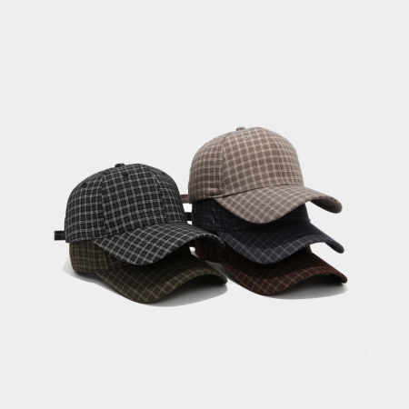 Casquette de baseball unisexe en coton à carreaux uni, style décontracté, de la série Simple 2