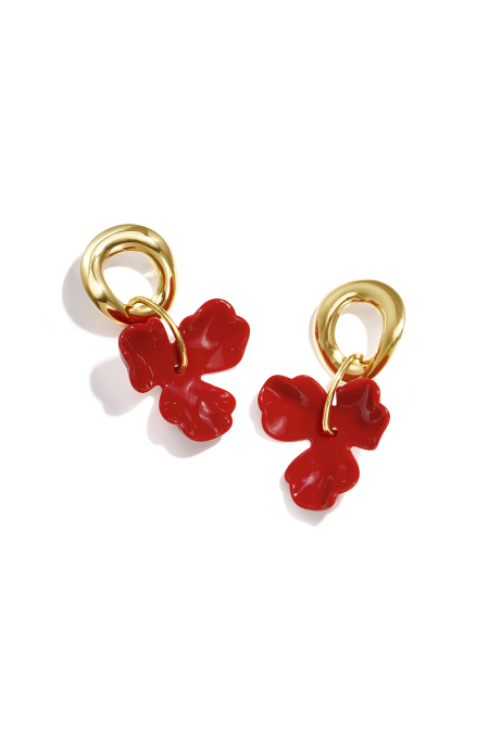 Boucles D'Oreilles Rondes Avec Fleur Pendante