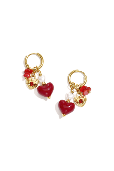 Boucles d'oreilles en acier inoxydable avec perles en forme de cœur, bijoux décontractés pour femmes au quotidien