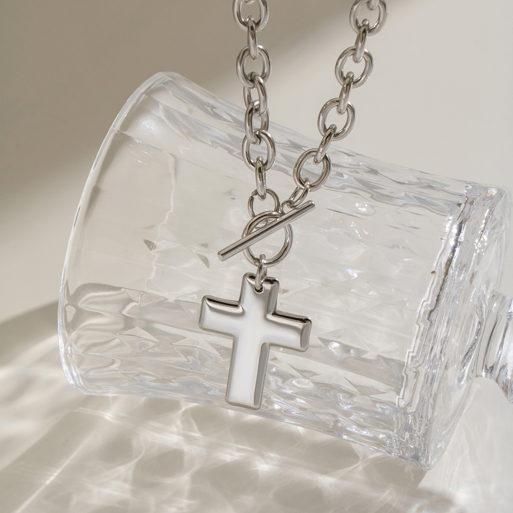 Colliers Pendentifs Pour Femmes En Acier Inoxydable, Couleur Or, En Forme De Croix Image4