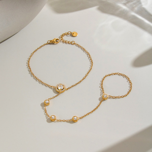 Chaîne De Main Pour Femme En Acier Inoxydable Étanche Couleur Or Avec Zircon h5 Image4