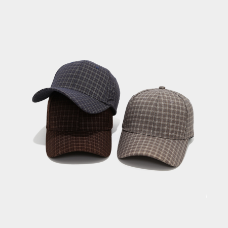 Casquette de baseball unisexe en coton à carreaux uni, style décontracté, de la série Simple