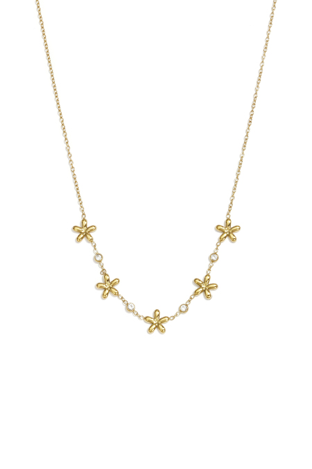 Colliers pendentifs en acier inoxydable plaqué or 14 carats, collection Fleur Simple Daily Simple, bijoux pour femmes