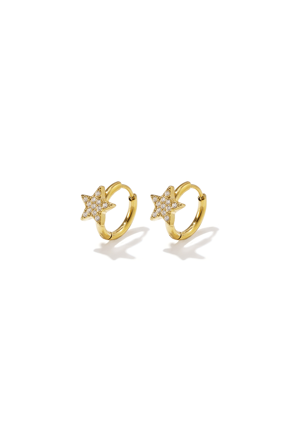 Boucles D'Oreilles Créoles En Acier Inoxydable, Collection Étoile Simple Daily Simple, Bijoux Pour Femmes 