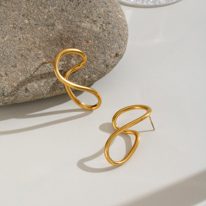 Boucles D'Oreilles Puces Pour Femmes, En Acier Inoxydable, Étanches, Couleur Or, Forme Irrégulière h5 Image5