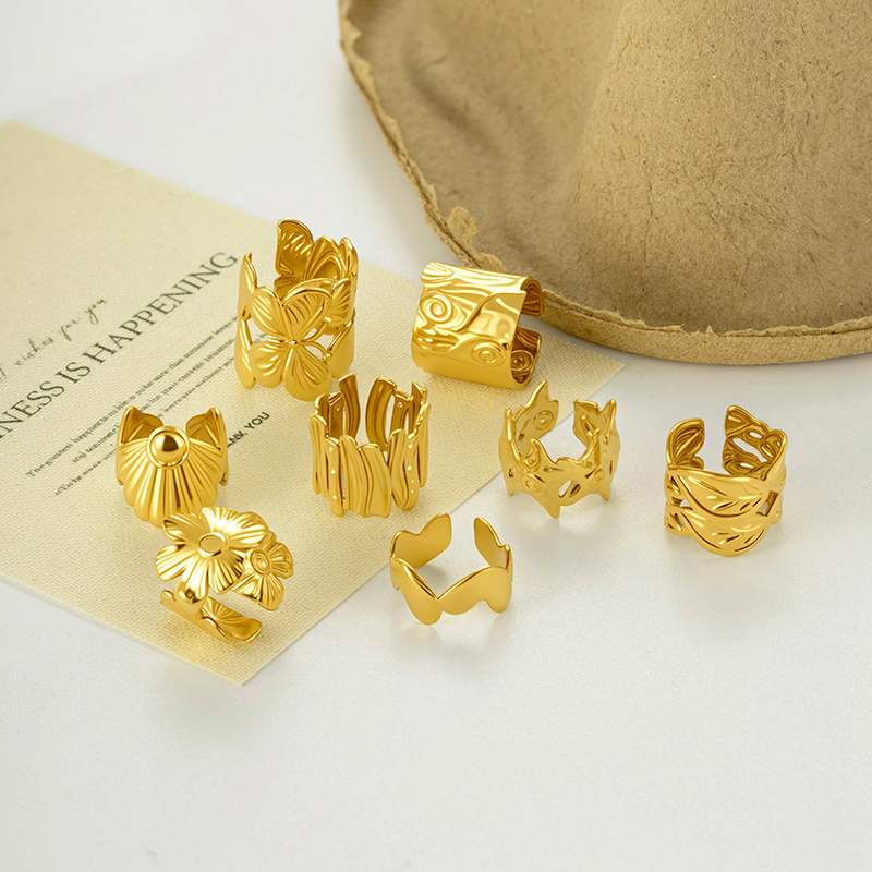Boucles D'Oreilles Manchette D'Oreille Pour Femme, En Acier Inoxydable, Couleur Or, Motif Cœur, Série Simple Image5