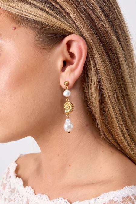 Boucles d'oreilles pendantes en acier inoxydable, coquillage, collection Daily Simple, bijoux pour femmes 2