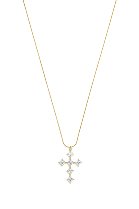 Collier long en acier inoxydable avec croix, collection simple pour femmes. Bijoux pour tous les jours.