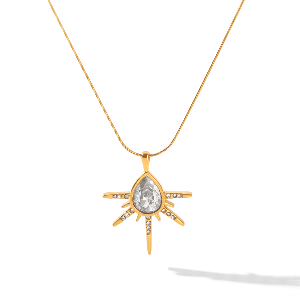 Colliers Pendentifs Pour Femmes En Acier Inoxydable, Couleur Or, Zircon, Forme Irrégulière, Collection Simple Series Daily 