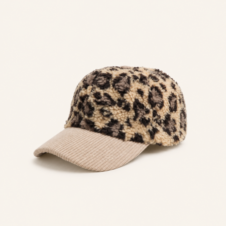 Casquette de baseball rétro en velours côtelé à imprimé léopard Simple Series 2