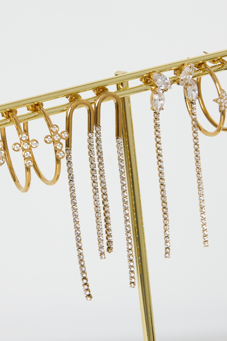 Boucles d'oreilles pendantes en acier inoxydable, chaîne, style simple, collection pour femmes, idéales pour les fêtes et les réunions. 2