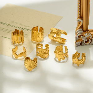 Boucles D'Oreilles Manchette D'Oreille Pour Femme, En Acier Inoxydable, Couleur Or, Motif Cœur, Série Simple h5 Image4