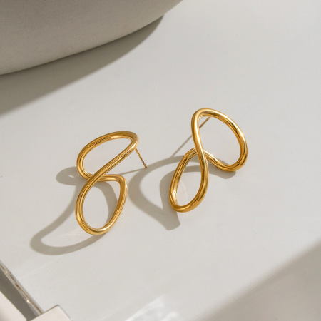 Boucles d'oreilles puces pour femmes, en acier inoxydable, étanches, couleur or, forme irrégulière