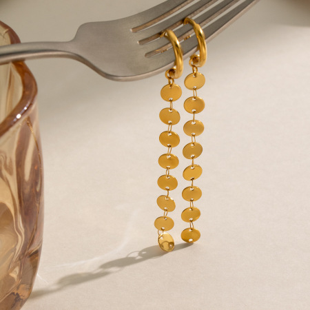 Boucles d'oreilles pendantes pour femmes, en acier inoxydable imperméable, couleur or, avec pompon