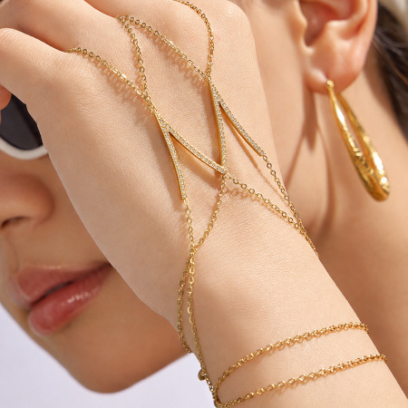 Bracelet chaîne pour femme Simple Series Daily Chain en acier inoxydable étanche couleur or