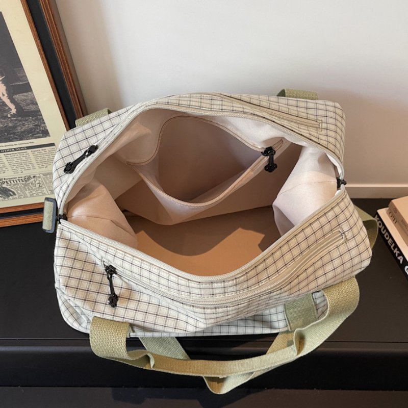 Sacs De Sport Et De Voyage Carrés Pour Femmes, Style Décontracté, Sans Couleur Unie, En Tissu À Carreaux h5Image7