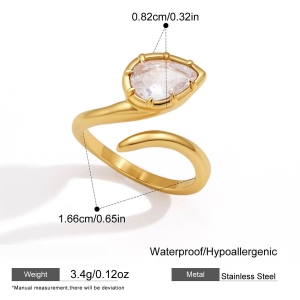 Bagues Pour Femmes En Acier Inoxydable Doré, Forme Géométrique, Étanches, Serties De Zircon. h5 