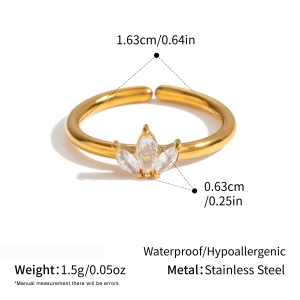 Bagues Pour Femmes En Acier Inoxydable Doré, En Forme De Fleur, Étanches, Avec Zircon Et Pierre Précieuse h5