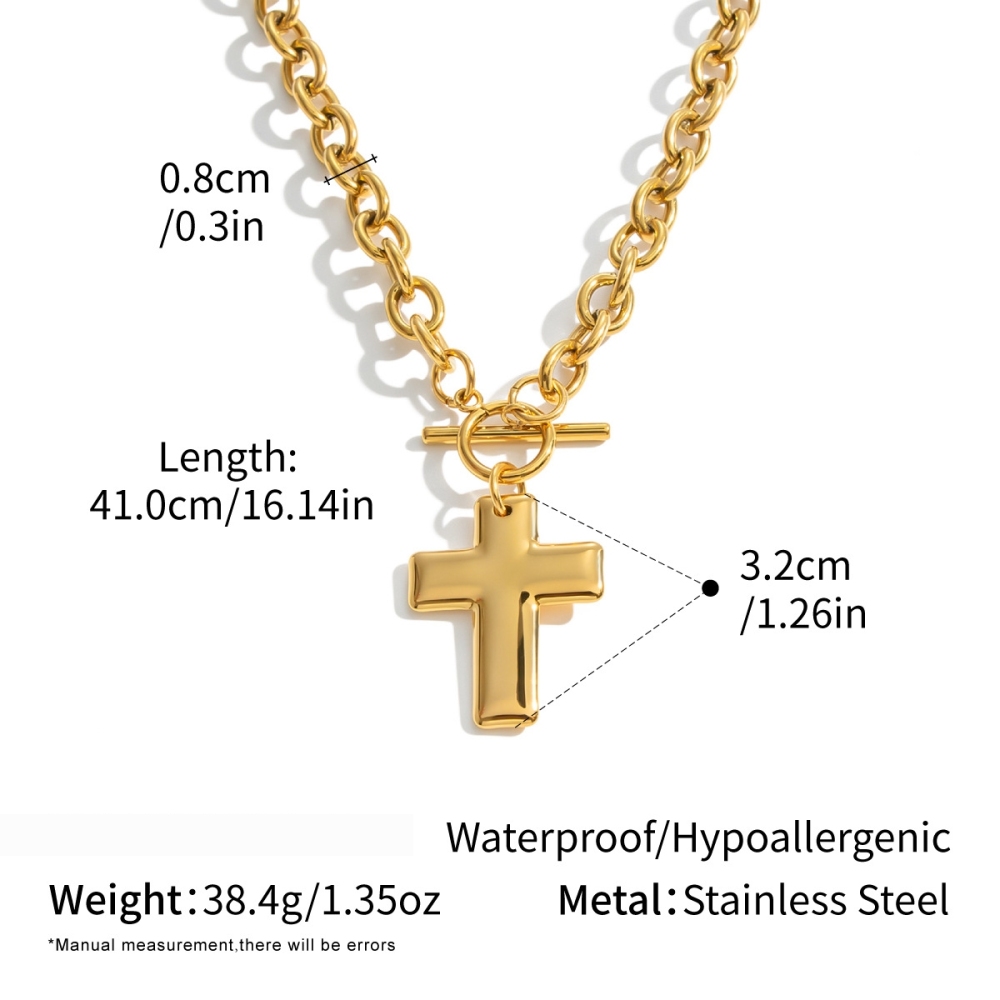 Colliers Pendentifs Pour Femmes En Acier Inoxydable, Couleur Or, En Forme De Croix