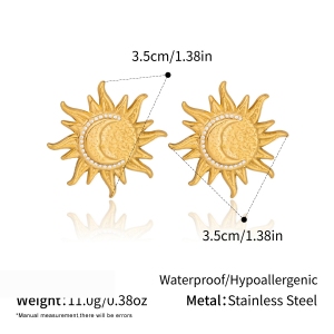 Ensembles De Colliers Pour Femmes En Acier Inoxydable, Forme Soleil, Couleur Or, Étanches h5 