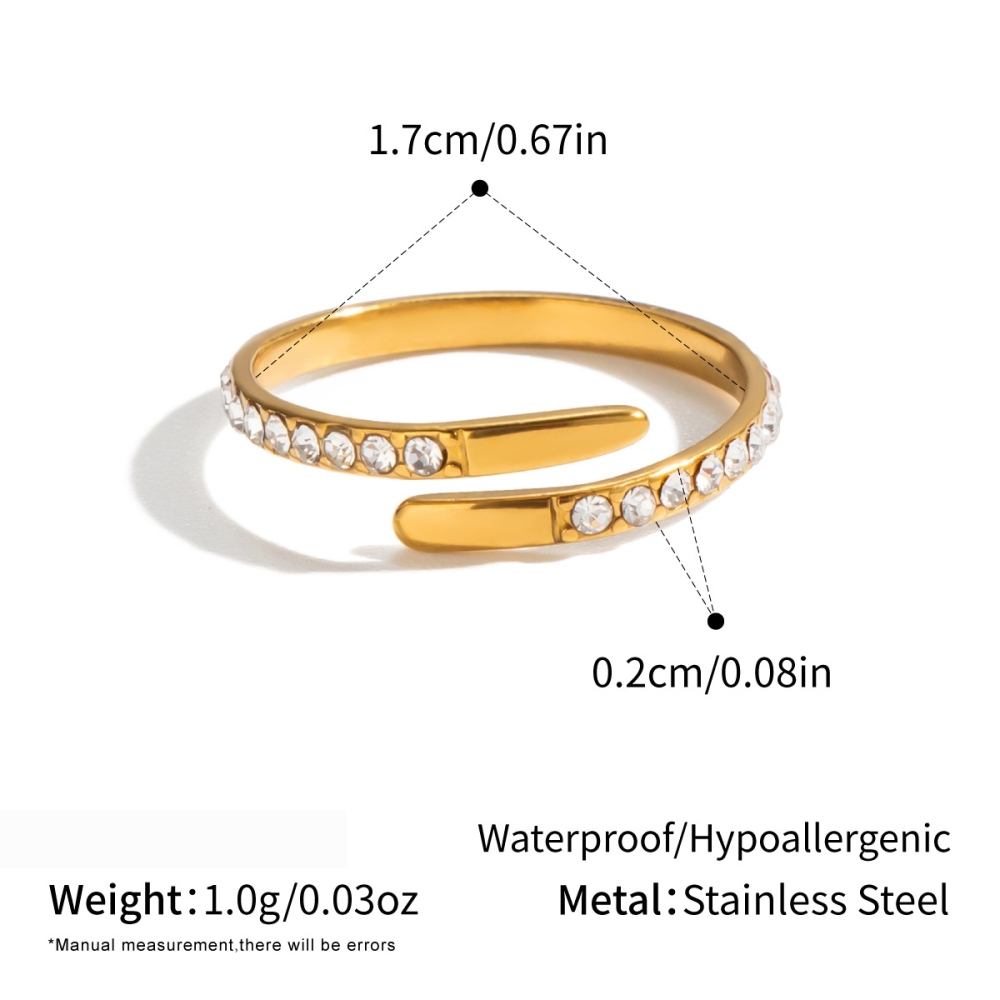 Bagues Minimalistes Pour Femmes En Acier Inoxydable Étanche Avec Strass 