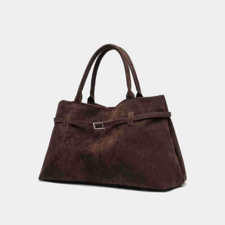Sacs cabas pour femmes en daim uni, style décontracté, avec détails métalliques