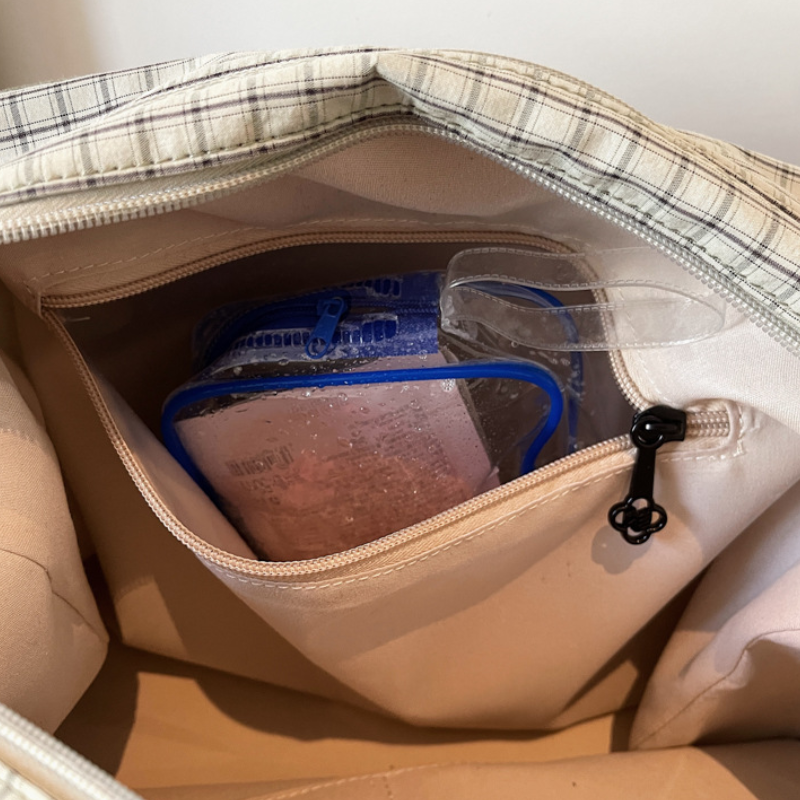 Sacs De Sport Et De Voyage Carrés Pour Femmes, Style Décontracté, Sans Couleur Unie, En Tissu À Carreaux h5Image8