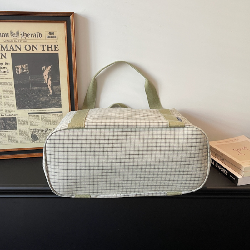 Sacs De Sport Et De Voyage Carrés Pour Femmes, Style Décontracté, Sans Couleur Unie, En Tissu À Carreaux h5Image5