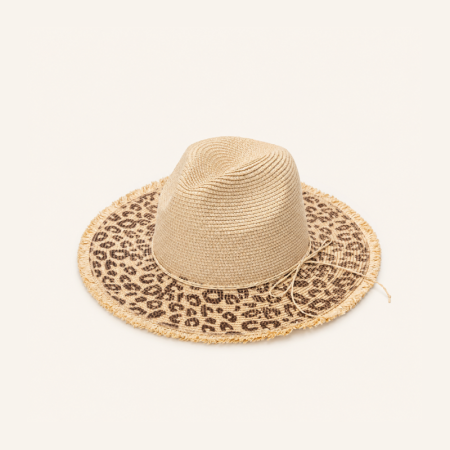 Chapeaux de paille en raphia imprimé léopard avec nœud papillon, collection Simple