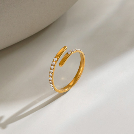 Bagues minimalistes pour femmes en acier inoxydable étanche avec strass