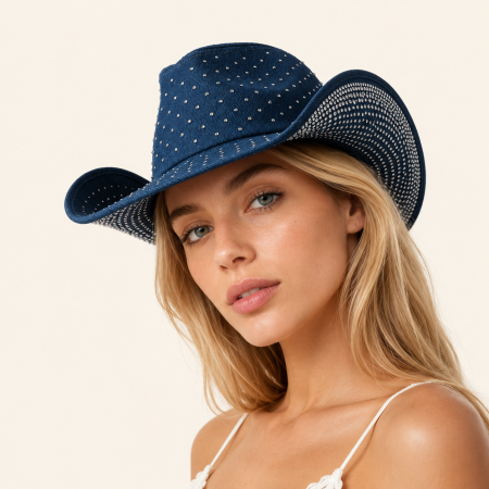 Chapeaux bob bohèmes ethniques unis en polyester ornés de strass 2