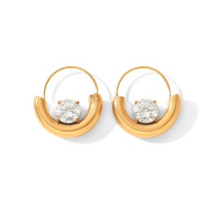 Boucles D'Oreilles Créoles Pour Femmes En Acier Inoxydable, Étanches, Couleur Or Et Zircon. h5