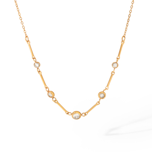 Colliers À Maillons Pour Femmes En Acier Inoxydable Étanche, Couleur Or, Avec Zircon h5 