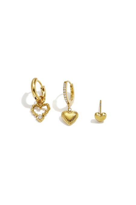 Boucles d'oreilles en acier inoxydable, style cœur, collection Daily Simple, bijoux pour femmes