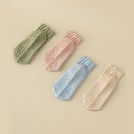 Chaussettes de yoga mi-mollet sport à léger rebond, couleur unie
